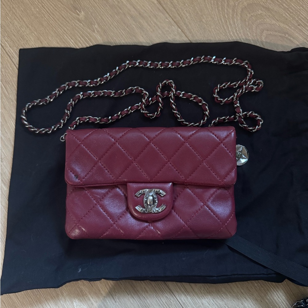 CHANEL Quilted Crossbody Bag in Deep Burgundy